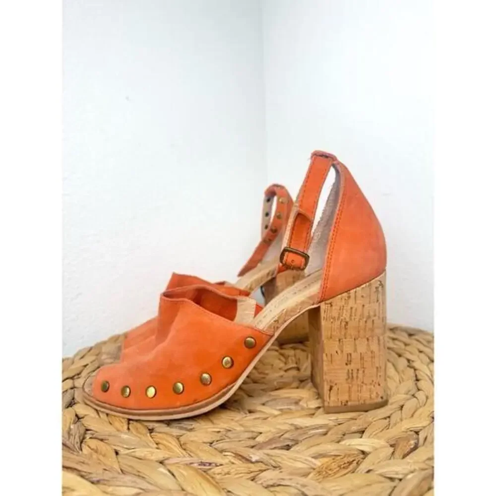 Chinese Laundry Savana Cork Heel Studded Sandals Chunky Block Peep Toe Boho